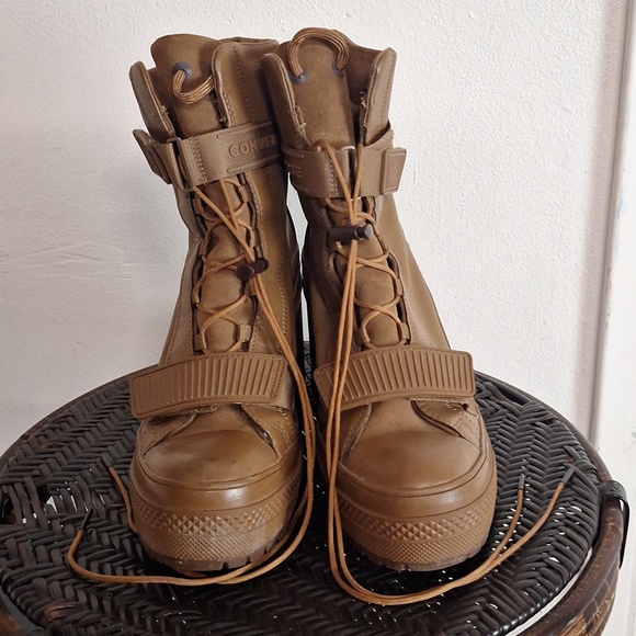 Converse GR 82 XX hi boot shoe wedge sneaker clove brown combat Women Sz 8 - Picture 7 of 12